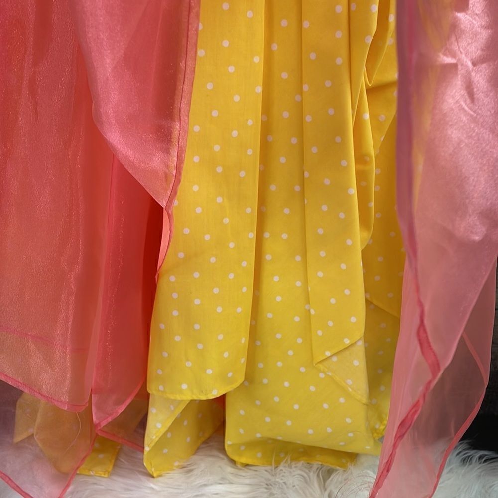 Hankerchief  Skirt, Size Small, Pink and Yellow Layered, Handmade, Costumes - Picture 2 of 3